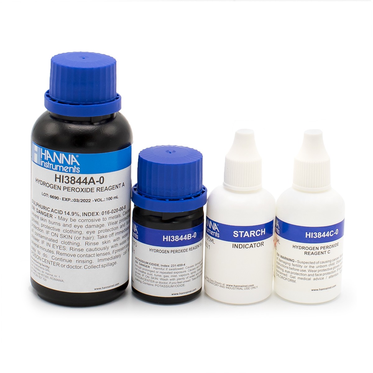 Hydrogen Peroxide Chemical Test Kit Replacement Reagents (100 tests) - HI3844-100 
