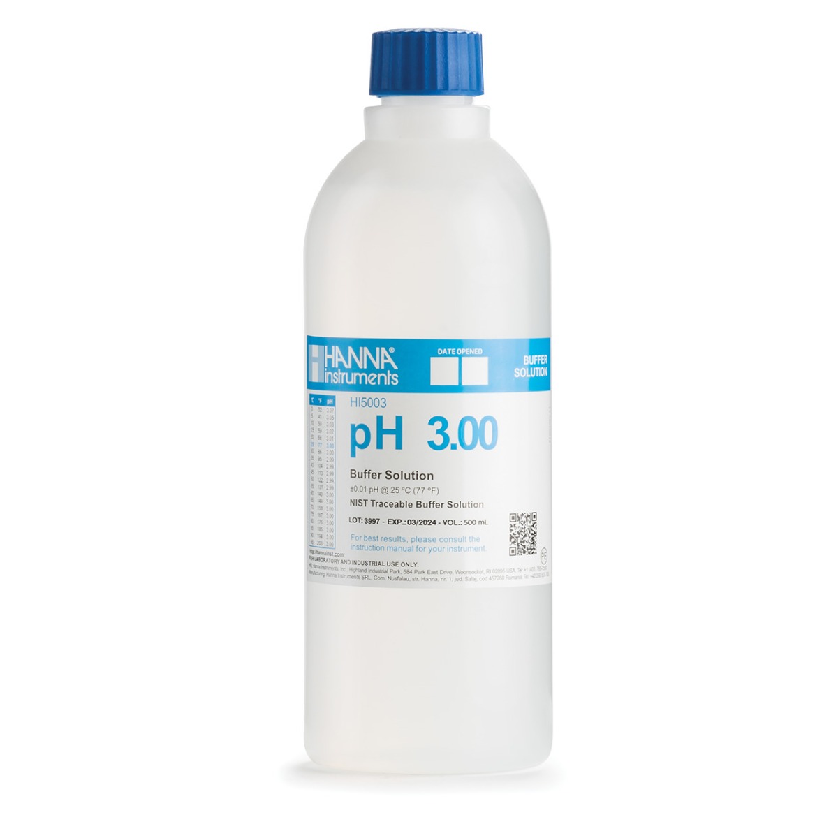 HI5003 pH 3.00 Technical Calibration Buffer (500 mL)