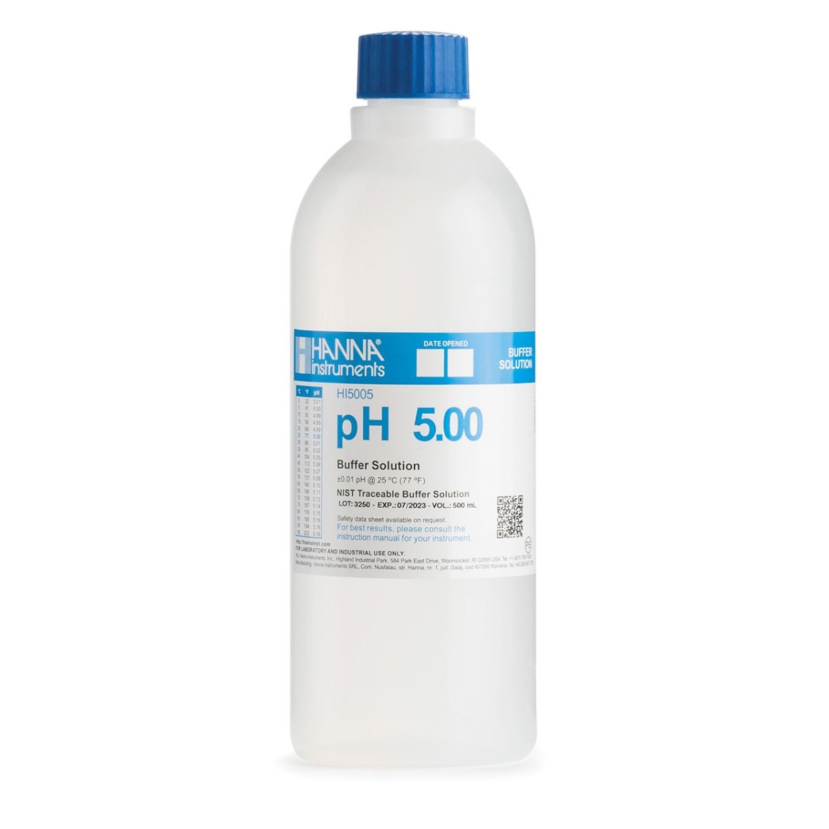 HI5005 pH 5.00 Technical Calibration Buffer (500 mL)